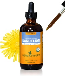 Herb Pharm Certified Organic Dandelion Liquid Extract för rengöring och avgiftning, alkoholfri Glycerit, 4 Ounce
