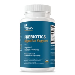 Dr Tobias Prebiotics Digestive Support, Avancerad prebiotisk tillskott för Gut Health, Immune Function & Boost för probiotika för kvinnor och män, Vegan, icke-GMO, 90 kapslar, 90 portioner