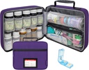 Select Large Pill Bottle Organizer with Pill Cutter, Medicine Bag, Case, Carrier for Medications, Vitamins, and Medical Supplies with Fixed Pockets – for Home Storage and Travel