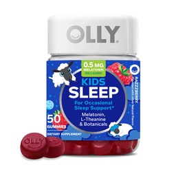 OLLY Kids Sleep Gummy, Occasional Sleep Support, * 0,5 mg Melatonin, L-Theanine, Raspberry Flavored, 50 eller 25 Day Supply - 50 greve