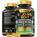 St.John's Wort Supplement - 8in1 Formel - Kombinera med Ashwagandha, Ginkgo Biloba, Shilajit, Valerian, Holy Basil, Chamomile och Black Pepper - 120 Vegan kapslar för 4 månaders leverans