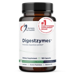 Designs for Health Digestzymes - Digestive Enzymes + Betaine Hydrochloride for Gas & Bloating Relief - Pepsin, Ox Bile, Lactase Enzyme & Lipase Enzymes for Digestion (180 kapslar)