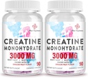 3000 MG Kreatin Monohydrat för kvinnor och män, Kreatinpiller med BCAA & Hydrolyserade Kollagen Kreatin Tabletter för Prestation & Återhämtning, Styrka, Dragon Frukt smak, 180 tabletter