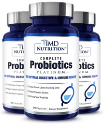 1MD Complete Probiotics Platinum | Stöder Digestive Health | med närande prebiotika, 51 miljarder Live CFU, 11 Stammar, Dairy-Free | 30 Vegetable Capsules (3-Pack)