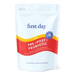 Första DAY Kids Probiotic Gummies - 3 i 1 Probiotika för barn + Prebiotic & Postbiotic - Prebiotika & Probiotika för Digestive Health & Immune Support - Vegan, Gluten Free, 30-dagars leverans
