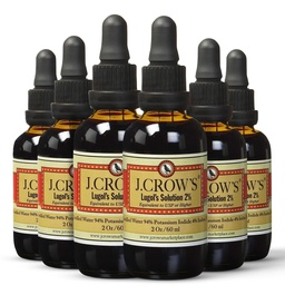 J.CROW'S® Lugols lösning av jod 2% 2 uns (6 flaskor) - Premium jod & kalium jodid flytande, gluten &, alkoholfri naturlig brine extrakt, ingen utgång
