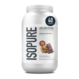 Isopure Low Carb 100% Pure Whey Isolate Protein Powder, Lactose Free, Gluten Free, Med Vitaminer, Chocolate Peanut Butter, 25g Protein Per Servering, 3 Lbs, 40 portioner (Packaging May Vary)