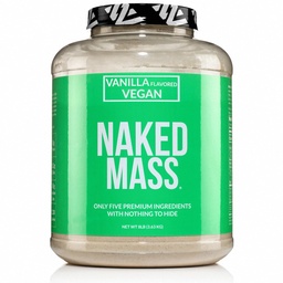 NAKED Vegan Mass - Vanilla Vegan Weight Gainer - 1 230 kalorier, icke-GMO, Soy & Gluten Free, inga konstgjorda ingredienser - 8LB Bulk - 11 portioner