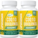 1000mg Liposomal CoQ10 Softgels | Bättre Absorption CoQ10 Ubiquinol Supplement | Hjärtfunktion och energiproduktion | Aktiv antioxidantform av Vegan Coenzyme Q10 | Icke-GMO | 120 Softgels
