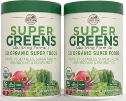 Country Farms Super Greens Natural Flavor, 50 Organic Super Foods, USDA Organic Drink Mix, Fruits, grönsaker, Super Greens, Mushrooms & Probiotika, Stöder energi, 40 portioner, 10.6 Oz, 2 Pack