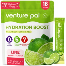 Venture Pal Sugar Free Electrolyte Powder Packets - Liquid Daily IV Hydration Packets | Electrolytes Drink Mix med 5 Vitaminer & 7 Electrolytes | Keto Friendly | Non-GMO | Certified Vegan | 16 Sticks