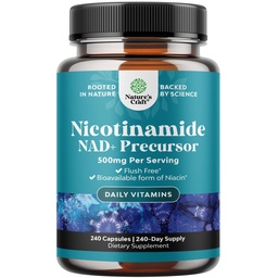 Vitamin B3 Niacinamide 500mg kapslar - Mitokondriell energi och potent hudtillskott - AKA Vitamin B3 Niacin 500mg Flush Free och Nicotinamide 500mg - Flush Free Niacin Supplement - 240 Count