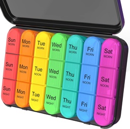 Daviky Pill Organizer 3 gånger om dagen, Daily Pill Box 7 Day, Weekly Cases Medicine Organizers för att hålla vitaminer och medicinering