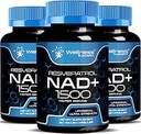 WELLNESS LABSRX NAD Supplement, 1500mg - Liposomal NAD+ Tillägg med Resveratrol, NAD Plus Boosting - Support Cellular Health & Healthy Aging - Ultra Strength Capsules, USA Made - 3 Pack