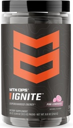 MTN OPS Ignite Trail Packs Energy Drink Powder, Gluten Free Nootropic Supplement Drink Mix, L Arginine, L Citrulline, Caffeine & Nootropic Sugar Free Drink Mix, 20 portioner, Rosa Lemonade