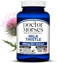 Doctor Morse Milk Thistle Supplement 25:1 Extract 600mg Equivalent to 15000mg, Liver Detox Support 4:1 Extract 300mg Equivalent to 1200mg Dandelion Root - FDA Certified Ultra Potent Formula - 60 Caps