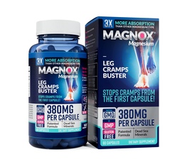 MAGNOX® Leg Cramps Buster | 380mg Magnesium för Leg Cramps på natten | Magnesium Supplement for Muscle Spasms | 3X More Absorption | Döda havsmineraler | Sleep & Muscle | 60 Caps