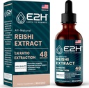 Reishi Mushroom Supplement - Faster Absorption Than Reishi Mushroom Capsules or Powder - Our Reishi Mushroom Extract Promotes Longevity - Reishi Mushroom Tincture - 2 Fl Oz by E2H