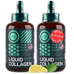 Flytande Collagen Peptides med Biotin Drops - 30.000mcg Collagen Liquid för kvinnor och män plus Biotin - Ungdomlig hud, hårväxt, starka naglar - hår vitaminer för håravfall - Lemon Flavor - 2x2oz