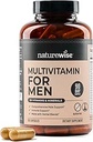 NatureWise Multivitamin för Män - Dagligt manligt stöd - Mineraler och örter för energi, prestanda, immunitet - med vitamin A, C, D, B-Complex - Soy & Gluten-Free, Non-GMO - 180 kapslar[3-månaders leverans]