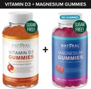 Sugar Free Vitamin D3 K2 Gummies (60 Gummies) and Sugar Free Extra Strength Magnesium Gummies (180 Gummies), Vitamin D3 Gummies 5000 IU+K2 MK7 80 mcg, Magnesium Citrate Gummies 500 mg