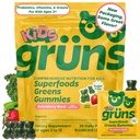Gruns Kids Vitaminer, Super Greens Gummies, Sugar-Free Superfood Gummy Björnar Med Spirulina, Chlorella, Prebiotika Fiber för Digestive Health, Adaptogens Supplement, 20 Vitaminer & Minerals, 28 dagars Pack