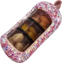 Bling Pill Organizer - Söt och kompakt Pill Box för handväska - Snygg Pill Case med gnistrande design - Travel-Friendly Medicine Holder -Slide in / Out Design Pill Organizer (Pink)