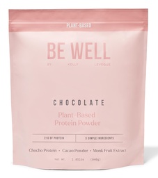 Be Well by Kelly Chocolate Plant-Based Protein Powder, Vegan 21G Protein 9G Fiber 1 NetCarb (3 Ingredienser, 20 portioner) 9 Aminosyror 3 BCAAs No Soy, No Dairy, Stevia-Free No Sugar Added 1,85lb 840g