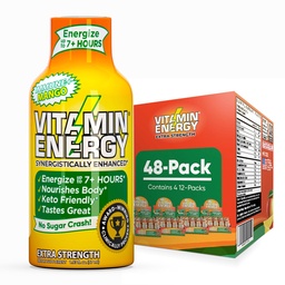 Vitamin Energy Immune+ Extra Strength Energy Shot Mango 48 Pack, 260mg Natural Caffeine, B-Vitaminer, Citicoline, Green Tea, Immunity & Focus Support, Zero Sugar, Gluten-Free 1.93 fl oz