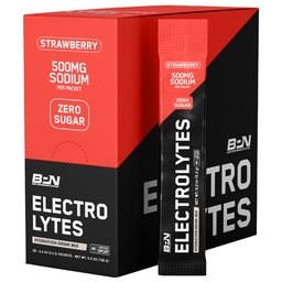 BARE PERFORMANCE NUTRITION BPN Electrolytes Go Packs Hydration Drink Mix | Sugar Free Electrolyte Powder | 500mg Natrium per portion | Naturligt sötad | Strawberry 30 portioner