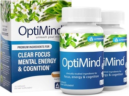 Optimind Bacopa Monnieri Brain Supplement for Memory and Focus, Nootropics with Phosphatidylserine, Huperzine A, Non-GMO, Clinically Studied Ingredients, 64 Capsules