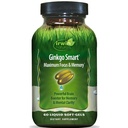 Irwin Naturals Ginkgo Smart Powerful Nootropic Brain Booster - Stöder maximalt minne, fokus och mental klarhet med DMAE, Clubmoss, Choline & Acetyl L-Carnitine - 60 Liquid Softgels
