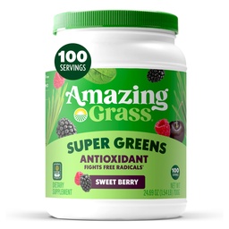 Amazing Grass Greens Superfood Antioxidant: Greens Powder med organisk Spirulina, Beet Root Powder, Elderberry & Probiotika, Sweet Berry, 100 portioner (Packaging May Vary)