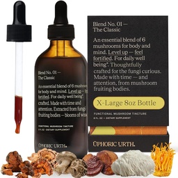 Blend No.1-6 Mushroom Blend Tincture Reishi, Chaga, Lions Mane, Turkiet Tail, Cordyceps, & Shiitake, Natural Support Immunity Booster, Öka energi och kognitiv funktion (240 portioner)