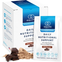 Equilife Daily Nutritional Support, All-in-One Multivitamin Meal Replacement, Pure Chocolate Flavor, 15G Plant Protein, Stöder Övergripande Wellness Inklusive energi, Digestion, & Skin, 14 Packets
