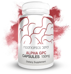 Nootropics Depot Alpha GPC Capsules | 150mg | 60 greve | Kolin Supplement | Hjärnhälsotillskott | Stöder Hälsosamma hjärnfunktioner | Förbättra kognition, minne + Fokus