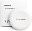 SuperSmart - Pill Box Organizer 7 dagar med 1 Cuting Blade för tabletter - Travel Size Item - Small Storage for Supplements & Medications - Easy-to-Use med 7 stora delar | Vit