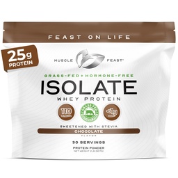 Muscle Feast Grass-Fed Whey Protein Isolate, All Natural Hormone Free Pasture Raised, Whey Isolate Protein Powder för män och kvinnor, Clean, Gluten-Free, Delicious Isolate Protein - Chocolate, 2lb