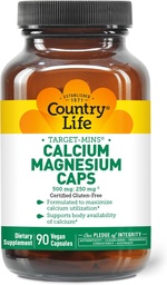 Country Life Target-Mins Calcium Magnesium Complex - 1000mg Calcium, 500mg Magnesium, Glutenfri Supplement för benhälsa