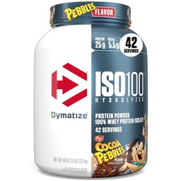 Dymatize x Cocoa Pebbles ISO100 Whey Protein Powder Isolate, 25g Protein, 5,5 g BCAA, 120 Cal., Gluten Free, 1g Fat, 1g Sugar, 2g Carb (42 portioner)