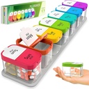 Extra stor Weekly Pill Organizer - XL Vitamin Holder med 7 Avtagbara AM PM-komponenter - Portable Medicine Dispenser för hem och resor, Big Supplement Container för Weekly eller Daily Use, Rainbow