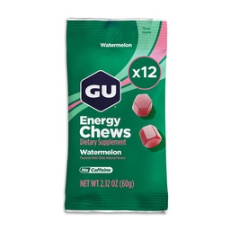 GU Energy Chews, Watermelon Energy Gummies med Electrolytes, Vegan, Gluten-Free, Kosher, koffeinfri och Dairy-Free On-The-Go Energy för alla träningspass, 12 väskor (24 portioner totalt)