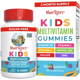 MaryRuth Organics Kids Vitamins | Multi | Sugar Free | 2 månaders leverans | Barn Multivitamin Gummies för ålder 2 + | Vegan | Endast 1 Gummy per dag | 60 greve