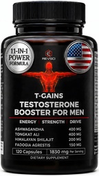 Anabola Booster & Muscle Builder, T-GAINS Testosteron Supplement för män, TRT Test Booster & Estrogen Blocker, HGH Supplements for Men - Tongkat Ali Fadogia Agrestis för muskeltillväxt, 120 Caps