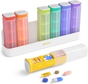 Weekly Pill Organizer 3X per dag, Detachable Pill Box 7 Day, Large 3 Times Daily Pill Case, Travel Pill Container Holder, Week Medication Dispenser Pillbox för vitamin Supplement Medicine, White