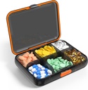 Stor Travel Pill Organizer Portable Dispenser Moisture Resistant Pill Case för vitaminer Medications Fish Oil Supplements 6 Compartment Pill Box Avtagbara Dividers (Black)