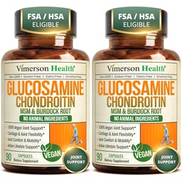 Glukosamin Chondroitin MSM - Gemensamt stöd tillskott för kvinnor och män med glukosaminsulfat 1500 mg, kodroitin och MSM - för brosk, gemensam hälsa och flexibilitet - 2 Pack, Vegan