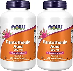 Nu Kosttillskott, Pantothenic Acid (Vitamin B-5) 500 mg, B-Complex Vitamin, 250 kapslar (Pack of 2)