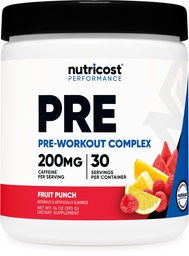 Nutricost Pre-Workout Complex Powder (30 portioner, Fruit Punch) - med Beta-Alanine, Taurine & Aminosyror