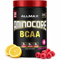 ALLMAX Nutrition AMINOCORE BCAA - 8G BCAAs - 100% Pure Branch Chained Amino Acids - Gluten Free - Rosa Lemonade - 315 Gram